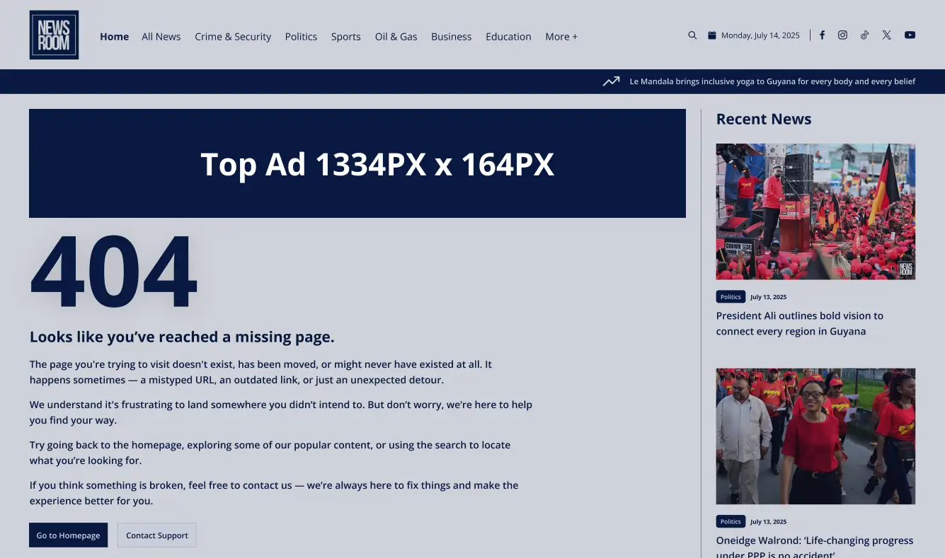 404 Page - Top Ad (1334px W × 164px H)
