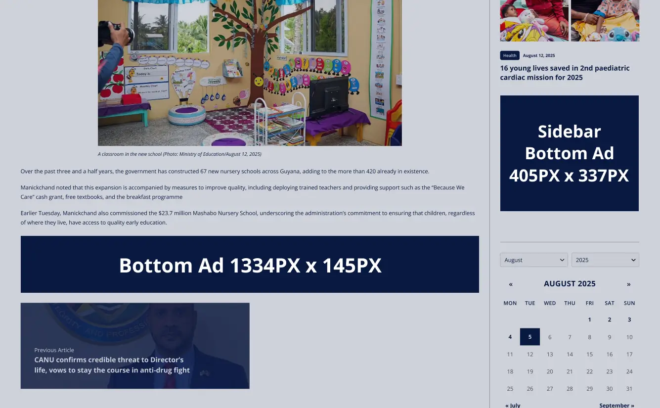Single Article Page - Bottom Ad (1334px W × 145px H)