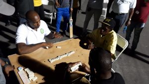 Part of the action in the domino competition