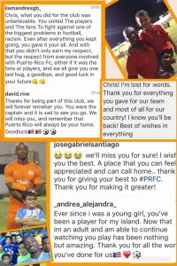 Some messages from Puerto Rico teammates and fans 