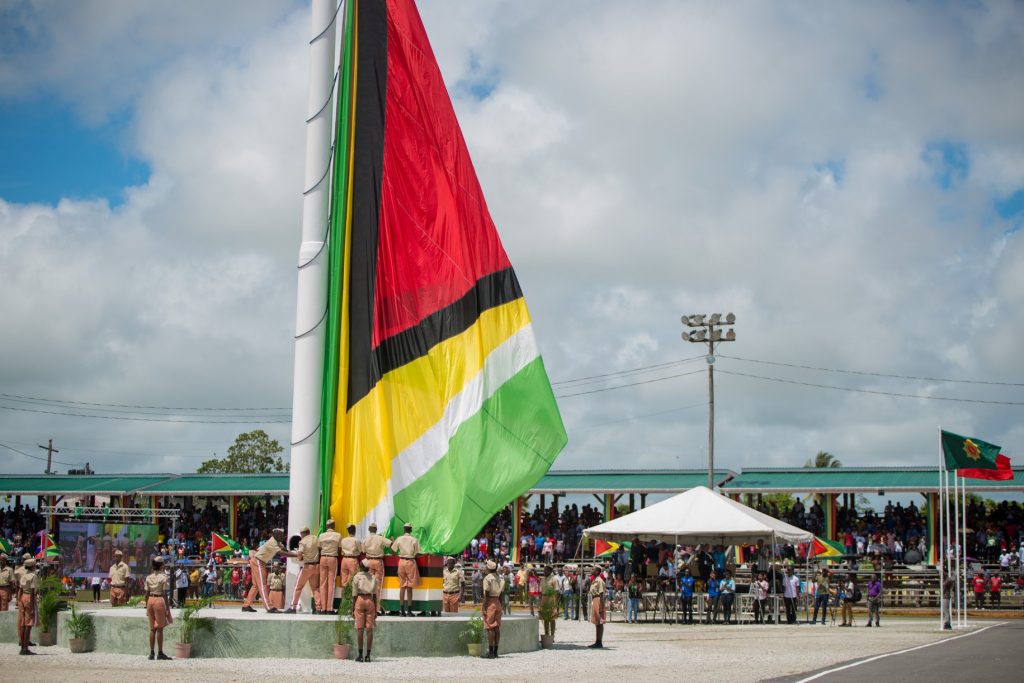 Youths raise Golden Arrowhead to celebrate Guyana’s 53rd Independence