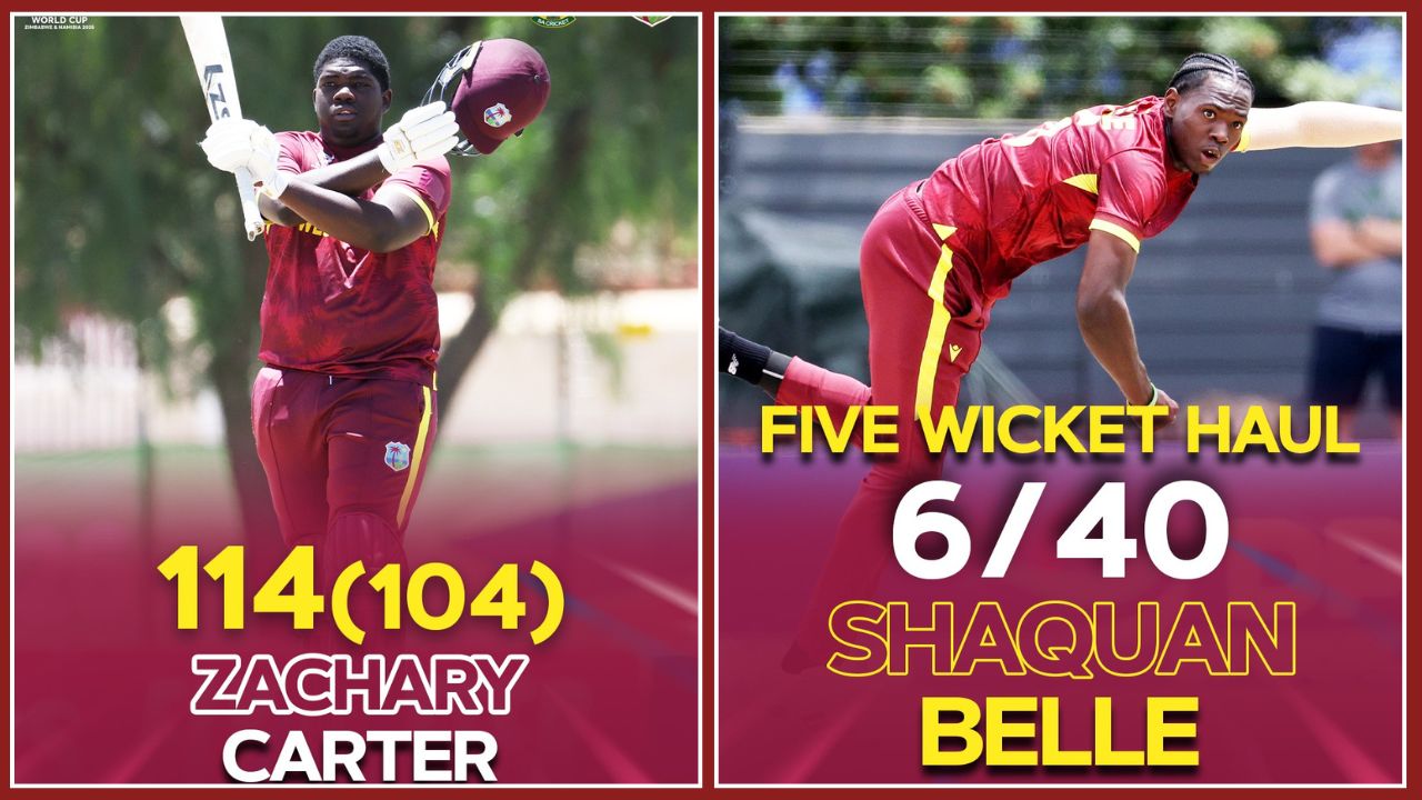 Carter and Belle send West Indies to Super Sixes of U-19 World Cup